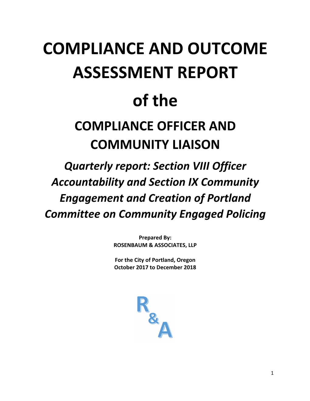 Compliance and Outcome Assessment Report