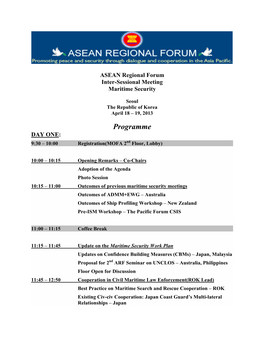 Programme DAY ONE: 9:30 – 10:00 Registration(MOFA 2Nd Floor, Lobby)