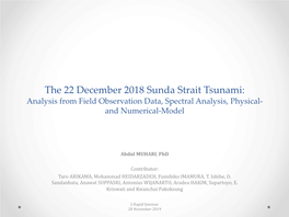 The 22 December 2018 Sunda Strait Tsunami: Analysis from Field Observation Data, Spectral Analysis, Physical- and Numerical-Model