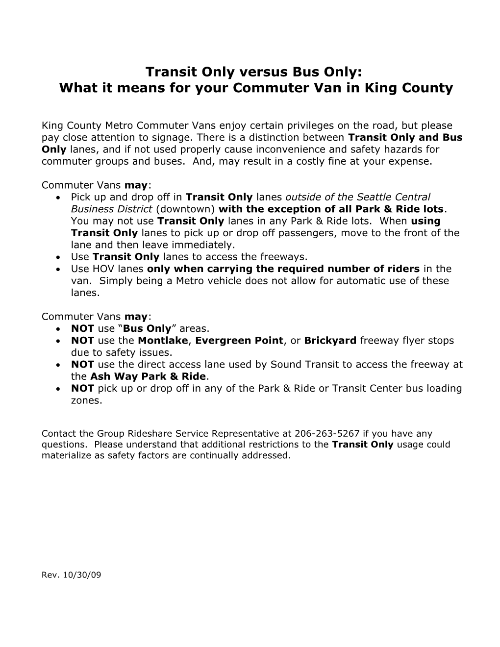 Transit Only Versus Bus Only: What It Means for Your Vanpool in King County