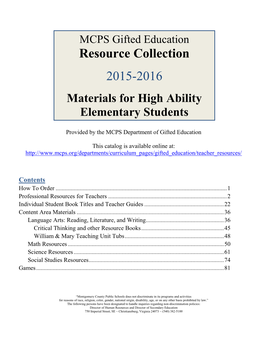 Resource Collection Catalog Is Divided Into Three Main Sections
