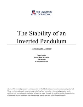 The Stability of an Inverted Pendulum