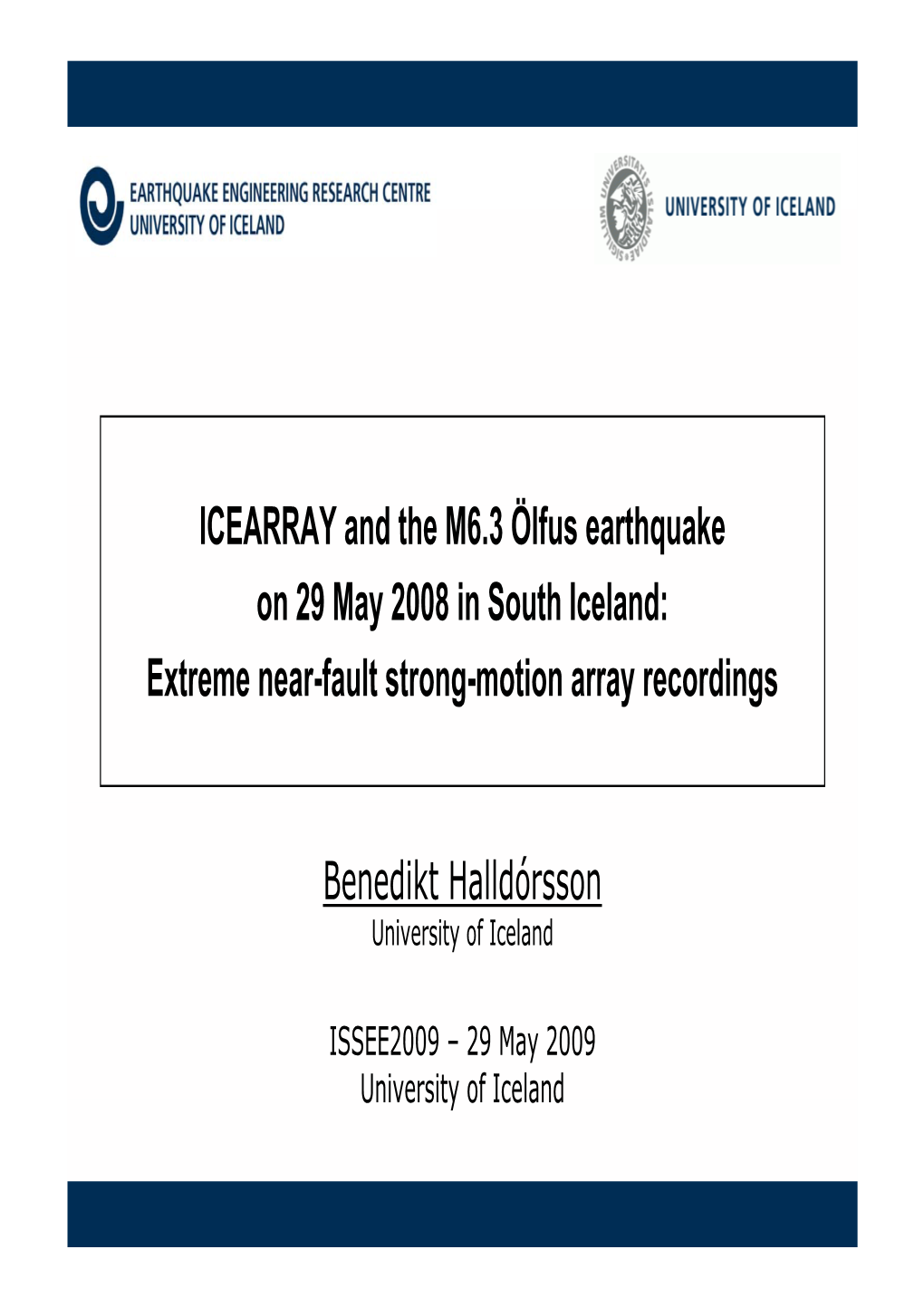 C Ö F ICEARRAY and the M6.3 Ölfus Earthquake