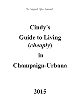 Cindy's Guide to Living (Cheaply) in Champaign-Urbana 2015