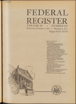 REGISTER VOLUME 34 • NUMBER 231 Wednesday, December 3, 1969 • Washington, D.C