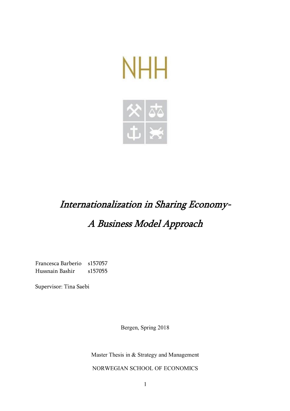 Internationalization in Sharing Economy- a Business Model Approach