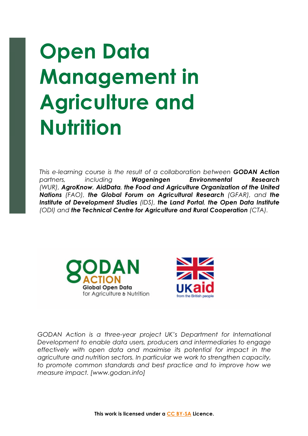Open Data Management in Agriculture and Nutrition