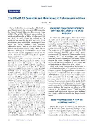 The COVID-19 Pandemic and Elimination of Tuberculosis in China