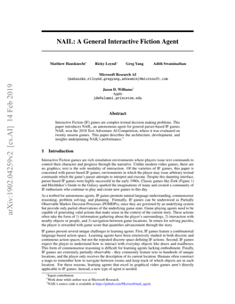 NAIL: a General Interactive Fiction Agent