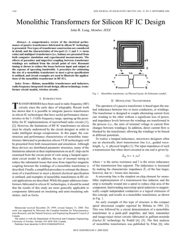 Monolithic Transformers for Silicon RF IC Design John R