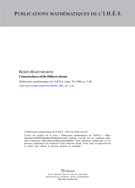 Connectedness of the Hilbert Scheme Publications Mathématiques De L’I.H.É.S., Tome 29 (1966), P