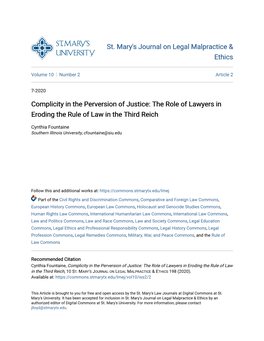 St. Mary's Journal on Legal Malpractice & Ethics Complicity In