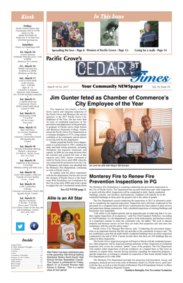 Kiosk Pacific Grove's in This Issue Jim Gunter Feted As Chamber Of