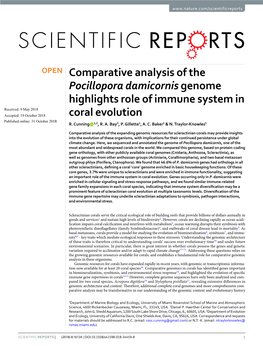 Comparative Analysis of the Pocillopora Damicornis Genome