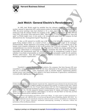 Jack Welch: General Electric's Revolutionary
