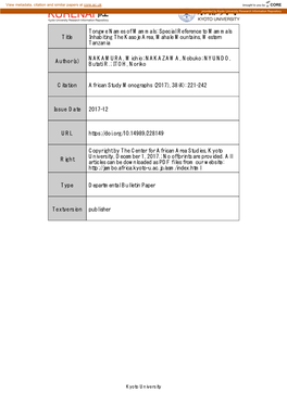 Title Tongwe Names of Mammals