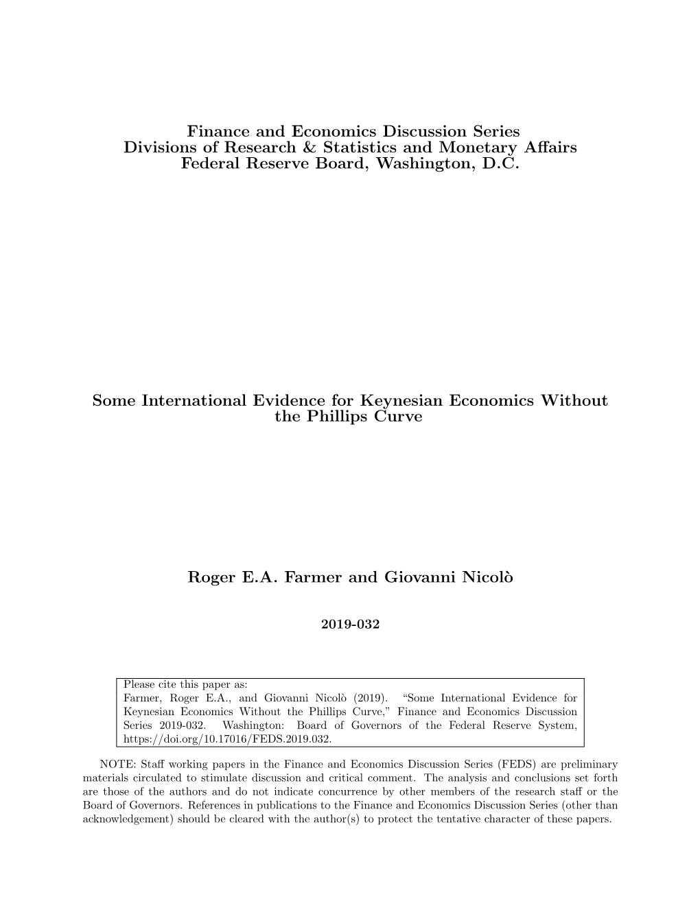 Finance and Economics Discussion Series Divisions of Research & Statistics and Monetary Aﬀairs Federal Reserve Board, Washington, D.C