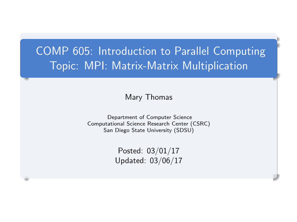 MPI: Matrix-Matrix Multiplication