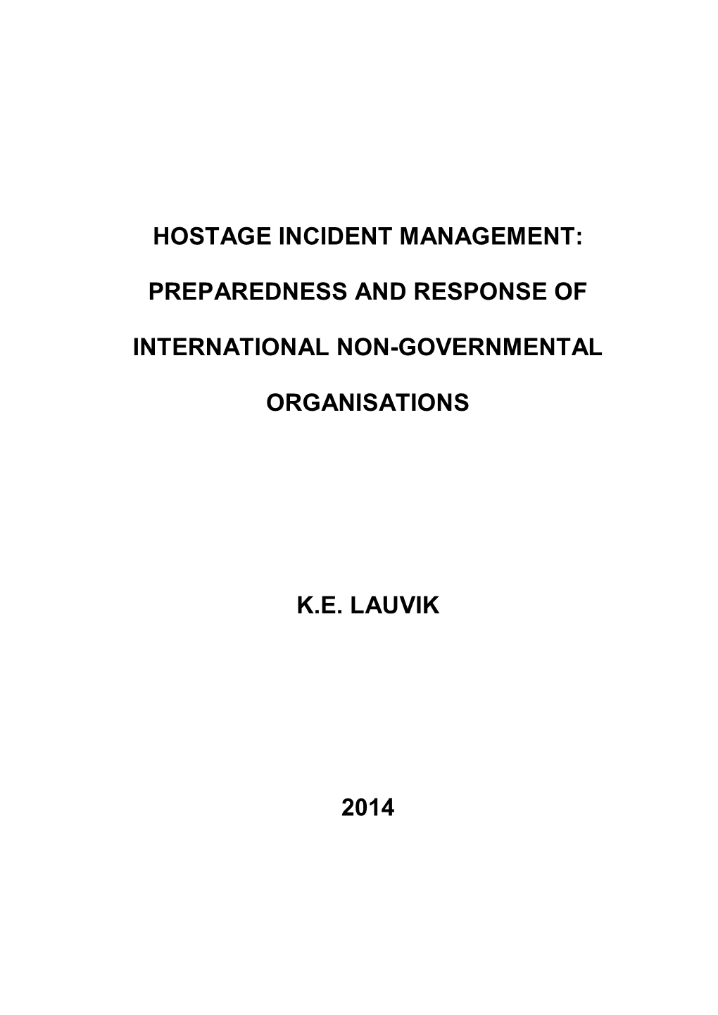 Hostage Incident Management