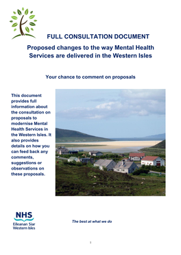 Western Isles Mental Health Services’ Was Used As a Template to Prompt Discussion and Measure Current Thinking