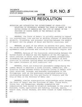 S.R. No. 5 Senate Resolution