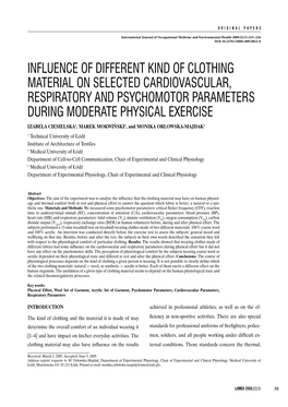 Influence of Different Kind of Clothing Material on Selected