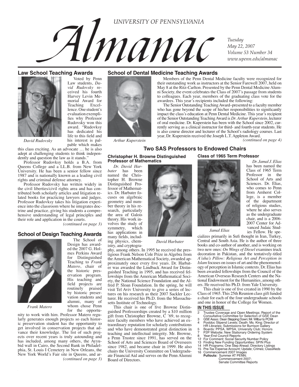 Almanac, Vol. 53 No. 34 May 22, 2007 Issue