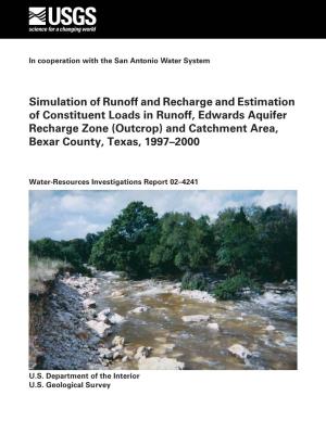 (Outcrop) and Catchment Area, Bexar County, Texas, 1997–2000
