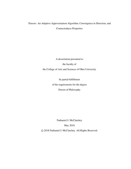 Tensors: an Adaptive Approximation Algorithm, Convergence in Direction, and Connectedness Properties