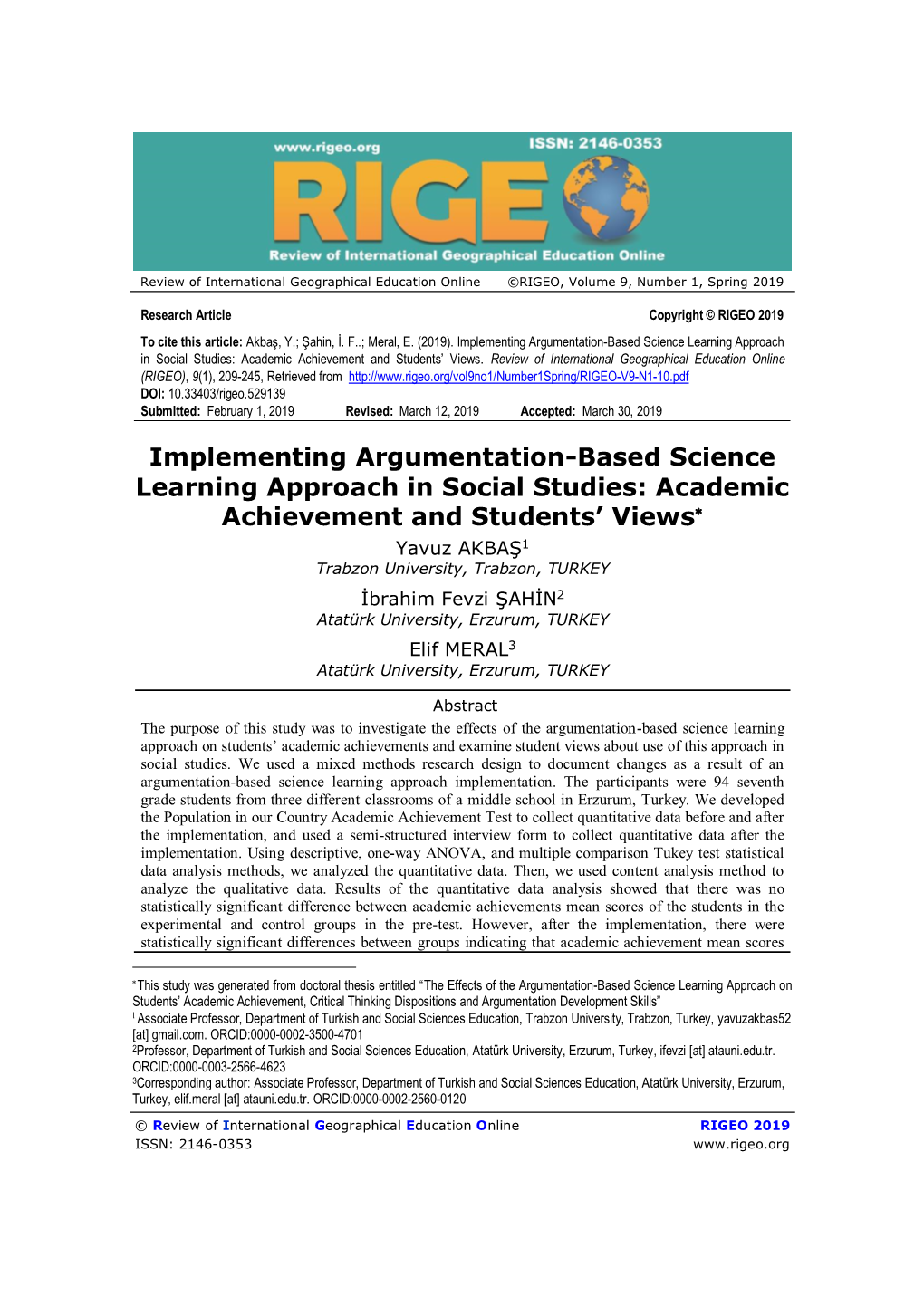 Academic Achievement and Students' Views