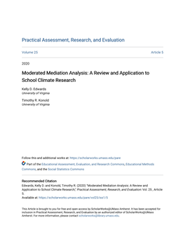 Moderated Mediation Analysis: a Review and Application to School Climate Research