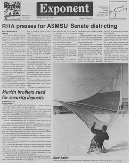 RHA Presses for ASMSU Senate Districting Martin Brothers Sued For