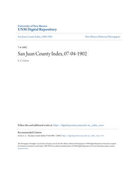 San Juan County Index, 07-04-1902 L