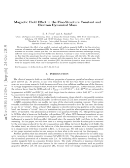 Arxiv:1910.11245V1 [Hep-Ph] 24 Oct 2019 Inclusion of a Magnetic ﬁeld Can Aﬀect This Result Since the Magnetic ﬁeld Contribute to the Charge Screening