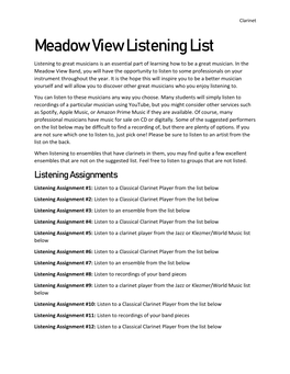 Clarinet Listening List