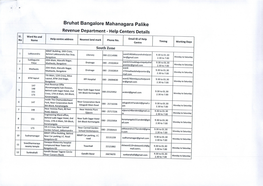 Bruhat Bangalore Mahanagara Palike Revenue Department - Help Centers Details
