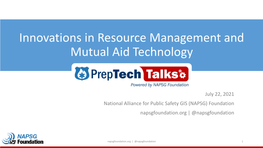 Innovations in Resource Management and Mutual Aid Technology