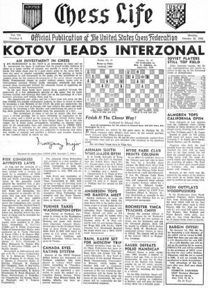 Kolov LEADS INTERZONAL SOVIET PLAYERS an INVESTMENT in CHESS Po~;T;On No