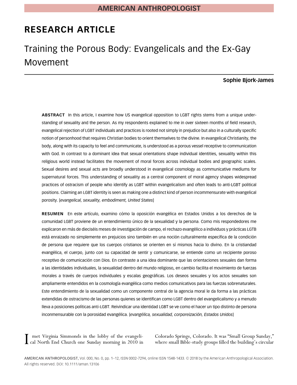 Training the Porous Body: Evangelicals and the Ex‐