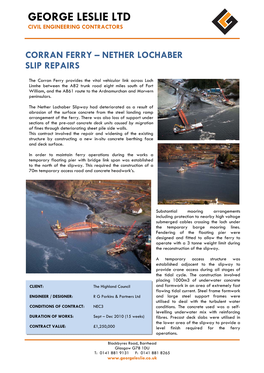 Corran Ferry – Nether Lochaber Slip Repairs