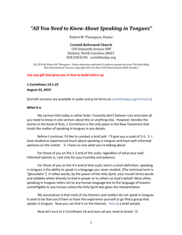 You Need to Know About Speaking in Tongues”