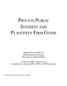 Private Public Interest and Plaintiffs' Firm Guide