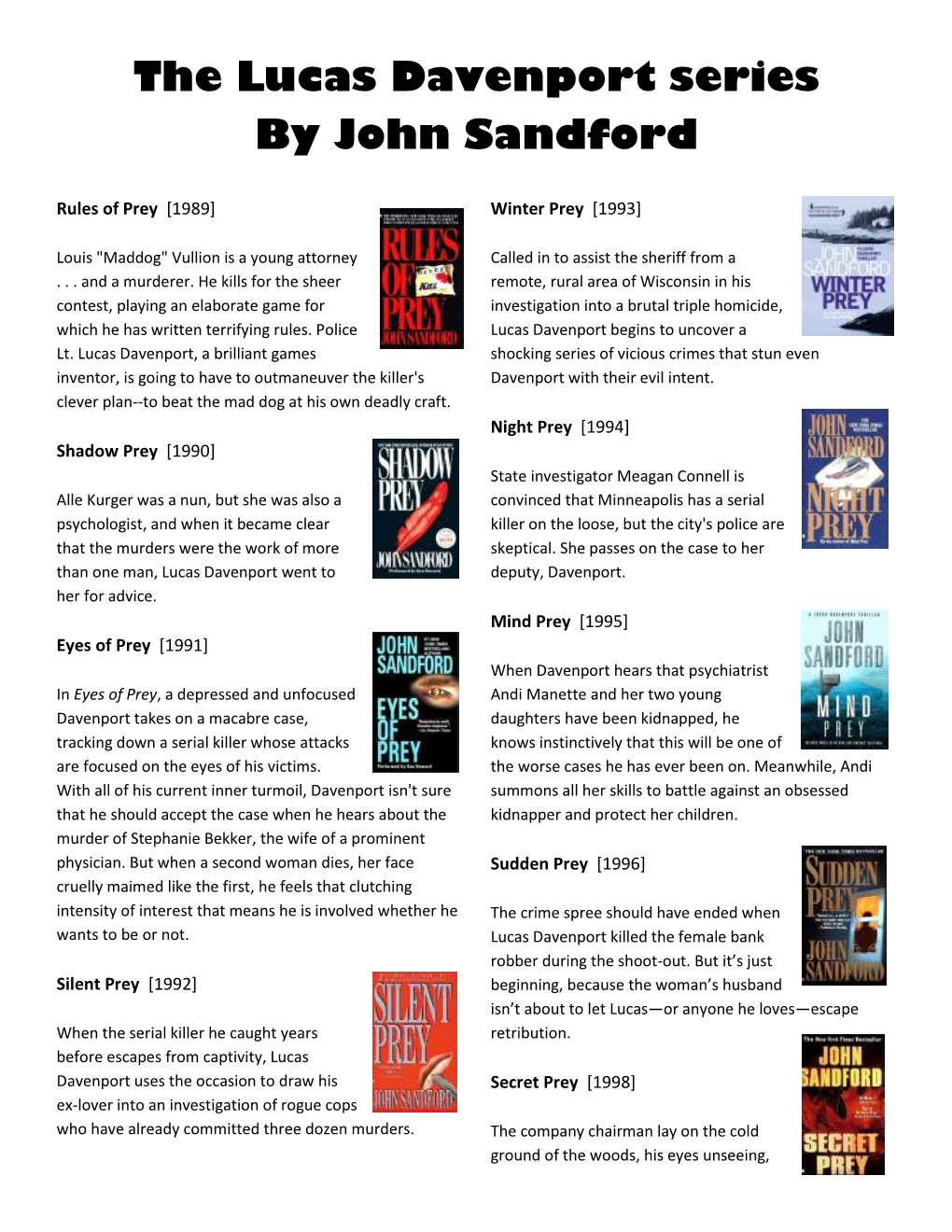 The Lucas Davenport Series by John Sandford