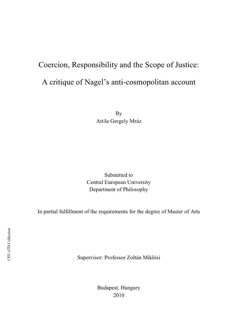 Coercion, Responsibility and the Scope of Justice: a Critique Of