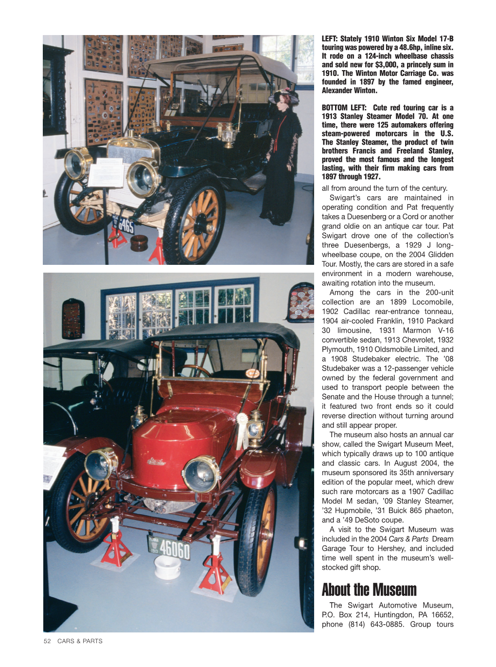 About the Museum the Swigart Automotive Museum, P.O