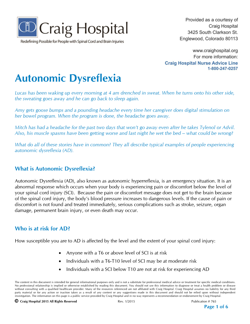 Autonomic Dysreflexia