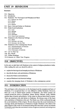 ) UNIT 19 HINDUISM Structure