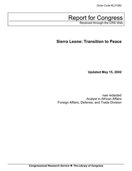 Sierra Leone: Transition to Peace