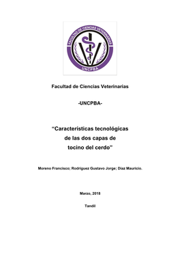 “Características Tecnológicas De Las Dos Capas De Tocino Del Cerdo”