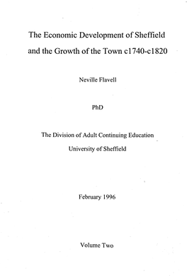 The Economic Development of Sheffield and the Growth of the Town Cl740-Cl820